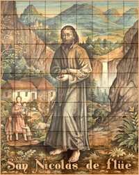 MUral de San Nicolás de Flüe sobre azulejos